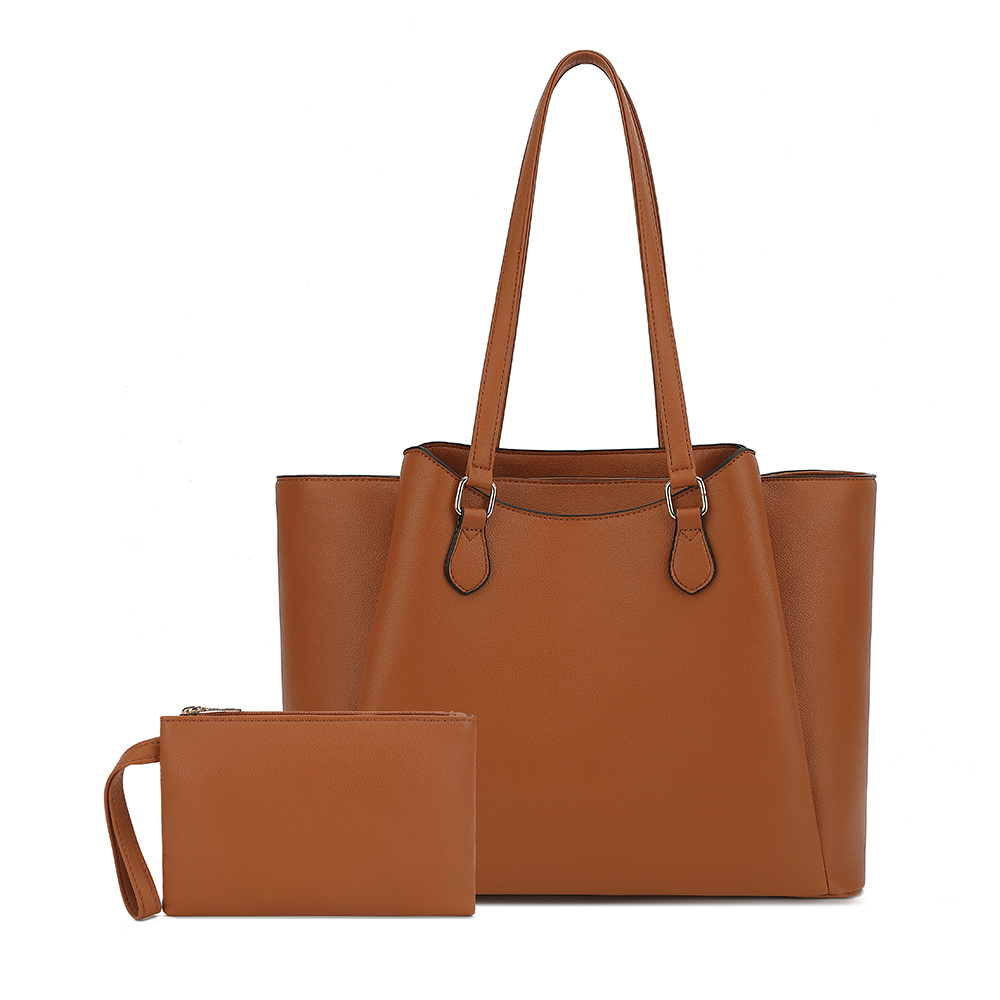 Leather Work Is - กระเป๋าโท้ทสำหรับผู้หญิง, กระเป๋าสะพายไหล่หนัง PU ขนาดใหญ่พร้อมกระเป๋าเล็ก, กระเป๋าใส่แล็ปท็อปขนาด 13.5