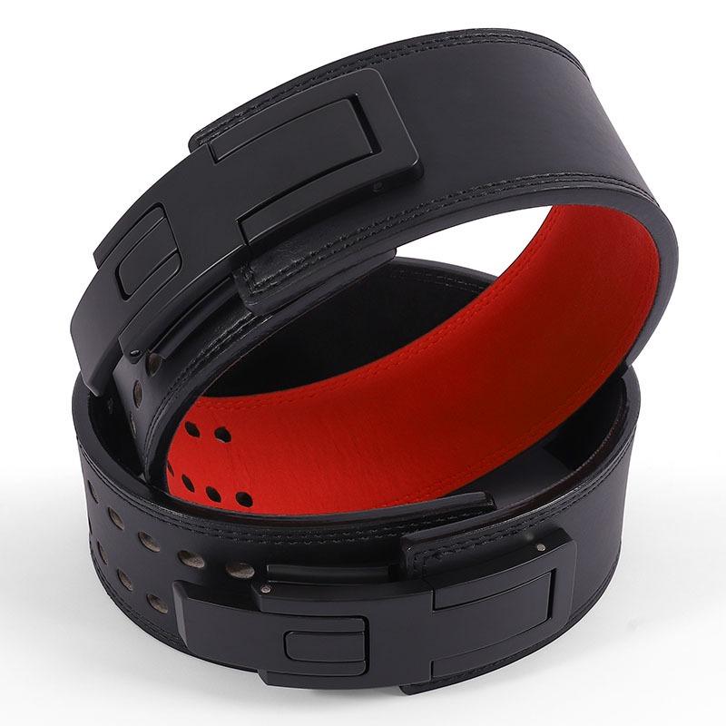 Leather Workout Belt - เข็มขัดยกน้ำหนักหนังวัวแท้ หัวเข็มขัดแบบคันโยก รองรับเอว สำหรับยกน้ำหนัก ฝึกซ้อมในยิม เหมาะสำหรับนักยกน้ำหนัก
