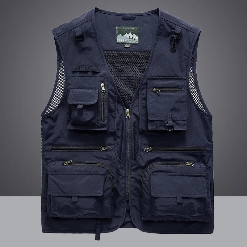 Multipocket Quick แห้งตาข่ายตก - Leather Work Vest บทวิจารณ์และราคา