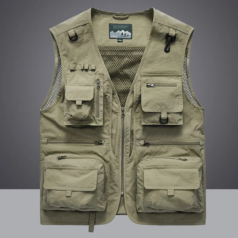 Multipocket Quick แห้งตาข่ายตก - Leather Work Vest บทวิจารณ์และราคา