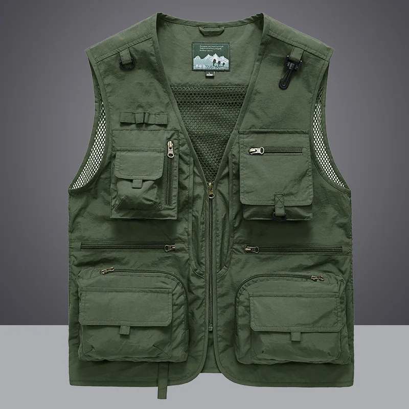 Multipocket Quick แห้งตาข่ายตก - Leather Work Vest บทวิจารณ์และราคา