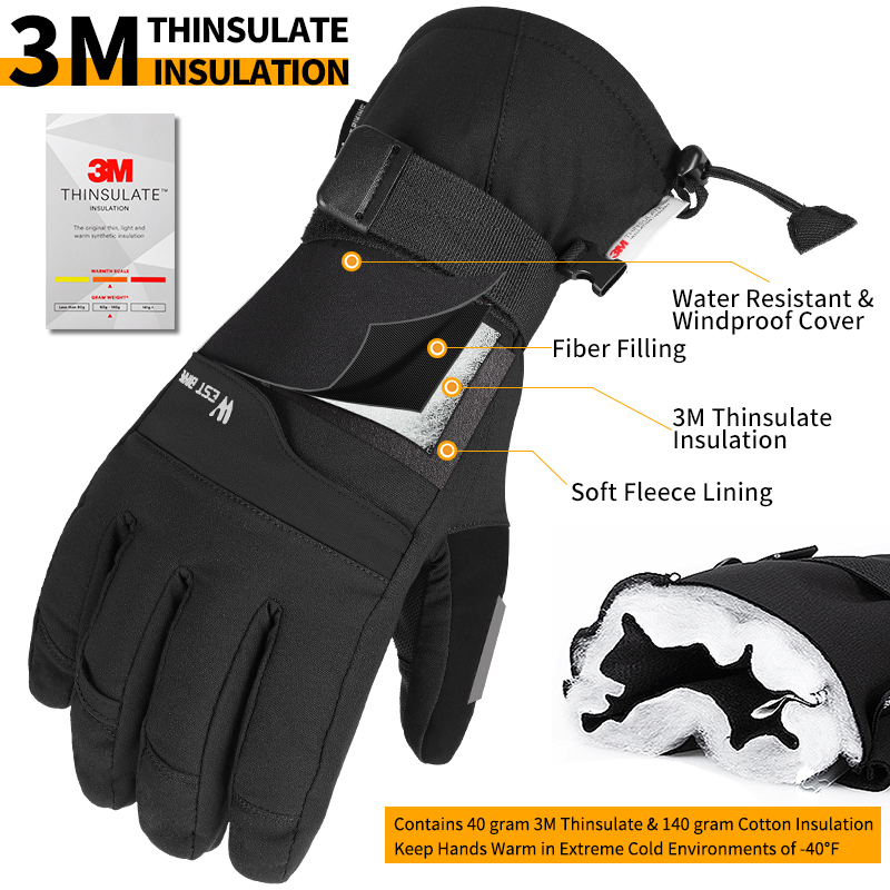 ถุงมือกีฬาปั่นจักรยาน2คู่3M อบ - Leather Work Winter Gloves บทวิจารณ์และราคา