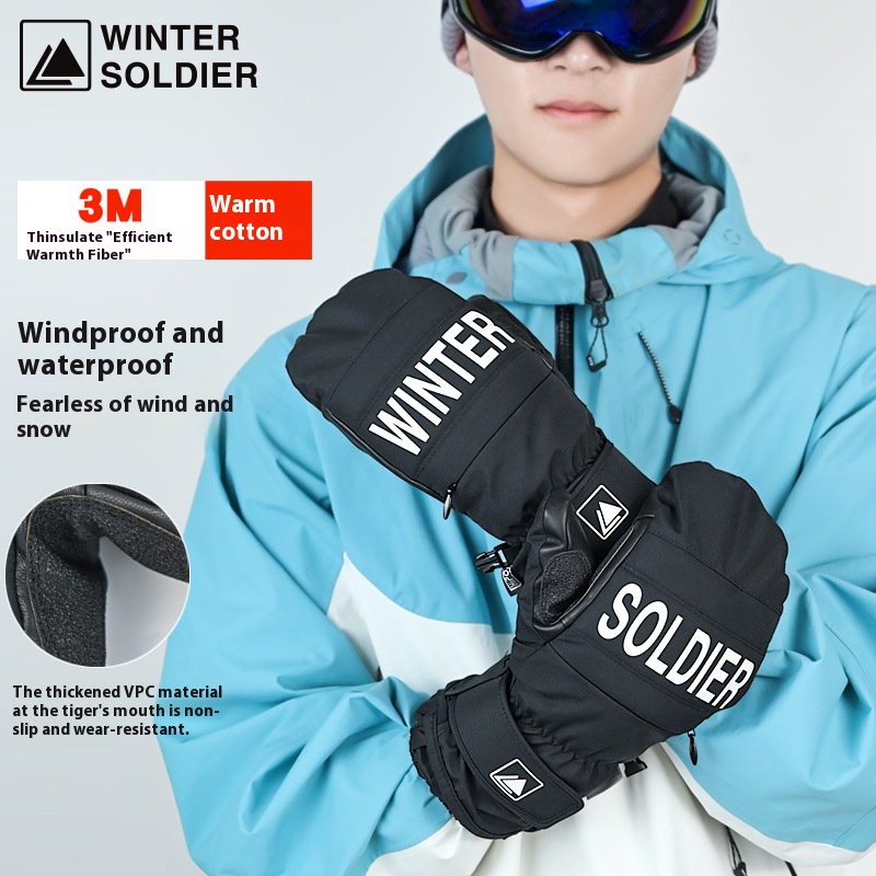 ถุงมือสกีฤดูหนาวพร้อมแผ่นรองข้ - Leather Work Winter Gloves บทวิจารณ์และราคา