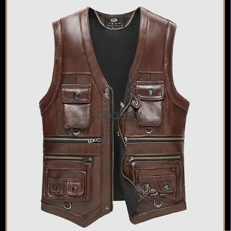 2024ฤดูใบไม้ร่วงฤดูหนาวหนังเสื - Leather Work Vest บทวิจารณ์และราคา