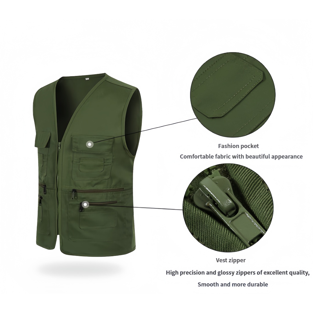 เสื้อกั๊กช่างภาพน้ำหนักเบา ระบ - Leather Work Vest บทวิจารณ์และราคา